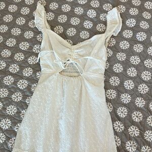 Live To Be Spoiled White Eyelet Dress with tie opening